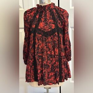 Anthropologie Bhanuni Mandie Blouse.  New with tags. Size Medium, Red and Black.